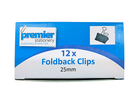 Premier Foldback Clips 25mm  Box of 12 Buy in Multiples of 12