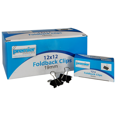 Premier Foldback Clips 19 MM  Box 12 Buy in Multiples of 12
