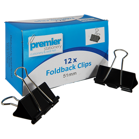 Premier Foldback Clips 51 MM  Box 12  Buy in Multiples of 12 