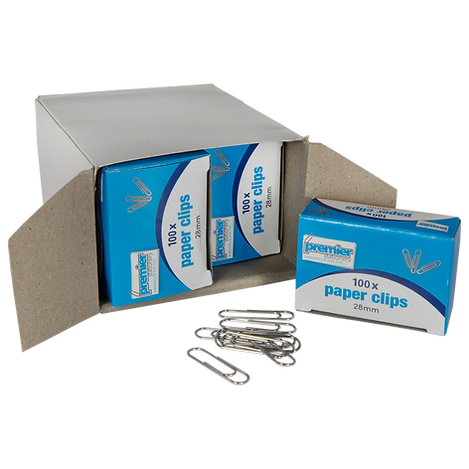 Premier Paper Clips  Silver 28mm  Box of 100 Buy in Multiples of 12