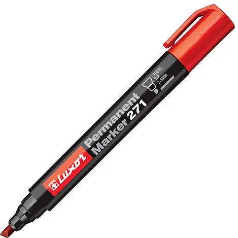 Luxor Permanent Marker 271 Red Chisel Point   Buy in Multiples of 12 
