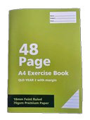 A4 70GSM Exercise Book 48 Pages  18mm Ruled QLD Year 2 Buy in Multiples of 12