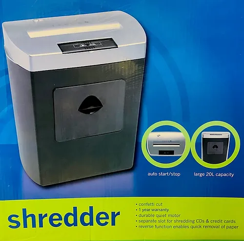 Large Paper Shredder Confidential Destruction using Confetti Cut  Large 20L Bin also Cuts CDs  Credit Cards