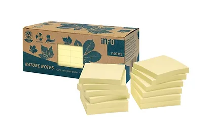 100 Recycled Sticky Notes  Repositionable Nature Notes 75 x 75 mm  Made in Europe