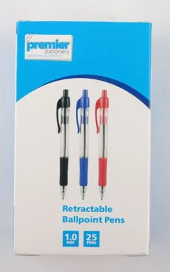 Premier Retractable Ballpoint Pen Red 10 mm Pack 25 pens Great Value Super Quality