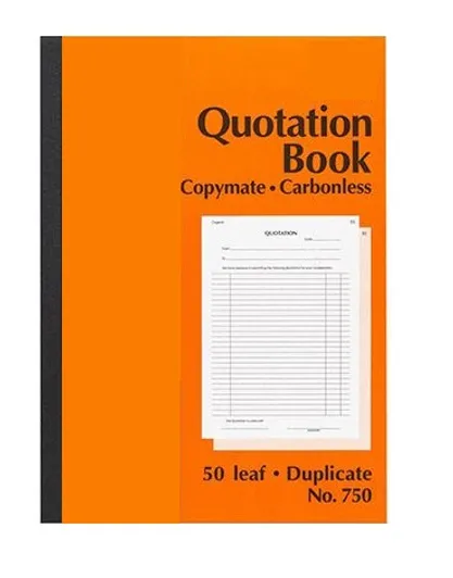 PREMIER 750 QUOTATION BOOK CARBONLESS DUPLICATE 50 LEAF A4  Buy in Multiples of 12 