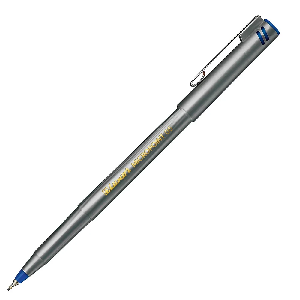 Luxor Fineliner Silver Body Blue 05MM   Buy in Multiples of 12 