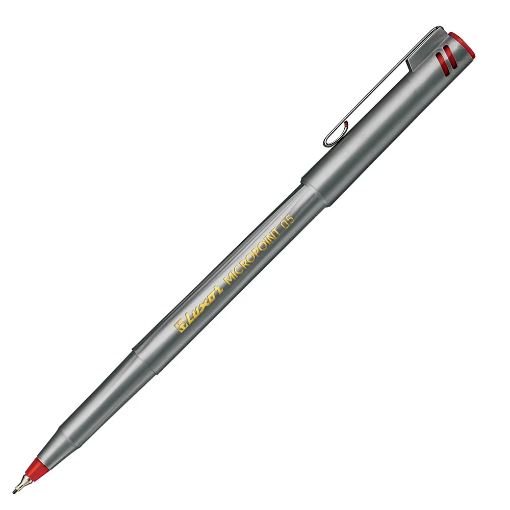 Luxor Fineliner Silver Body Red 05MM   Buy in Multiples of 12 