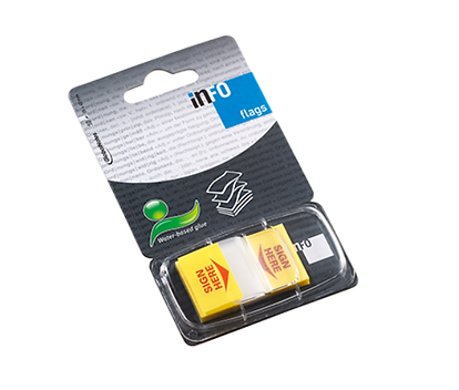 Flags Sign Here Colour Tip Yellow 50 Sheets   Made in Germany Premium Quality