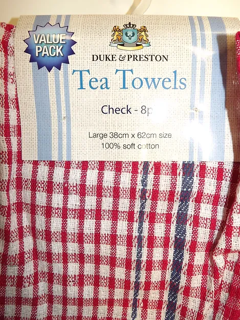 8 Duke  Preston Check Tea Towels  PK 1