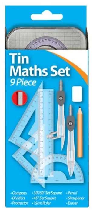 Geo Maxima Math Set Metal Box 9pcs  Buy in Multiples of 6 