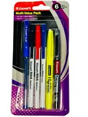Luxor MultiValue Pack  6 Pc Stationery Kit with Pens Highlighter  Marker