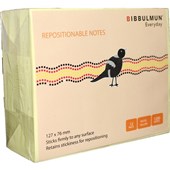 Bibbulmun Repositionable Sticky Notes 76 x 127mm  Pastel Yellow  Pack of 12