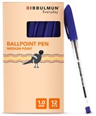 BIBBULMUN Ballpoint Pen Medium 10mm Blue  Pack of 12