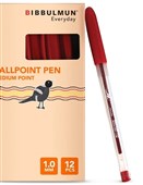 BIBBULMUN Ballpoint Pen Medium 10mm Red  Pack of 12