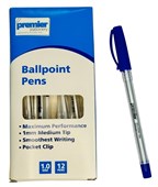 Premier Economy Ballpoint Pen  Medium Point Blue Ink 10MM  Box of 12 Pens Buy in Multiples of 12