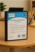 Premier A4 Presentation Display Book  40 Pocket  Black  Insert Front Cover