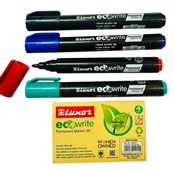 Luxor Permanent Markers Pack of 4 Assorted Colours  EcoWrite Bullet Tip