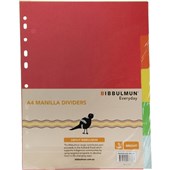Bibbulmun A4 Manila Dividers  5 Tabs  Bright Colours