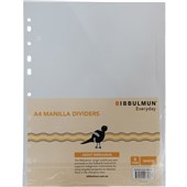 Bibbulmun A4 Manila Dividers  5 Tabs  Plain White