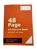 A4 55GSM Exercise Book 48 Pages Ruled 24MM  QLD Year 1  Buy in Multiples of 12 