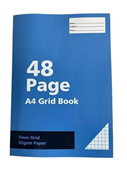 A4 Math Grid Book 55gsm 7mm 48 page  Buy in Multiples of 12 