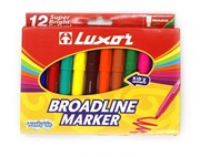 Luxor Broadline Markers Washable Large EasytoHold Barrels  12 Vivid Colours Pack of 12