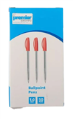 Premier Ballpoint Pens Red  10mm Tip  Box of 50 Pens  Great Value  Super Quality Buy in Multiples of 6