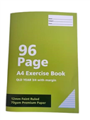 Premium A4 Exercise Book  96 Pages QLD Year 34 Ruled with Margin  70gsm Paper Pack of 12