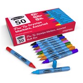 ShowMe Fine Tip Slim Barrel Whiteboard Markers  Assorted Colours Pack of 50