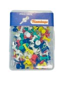 Flamingo Push Pins Pack  100 Assorted Colours  Strong  Durable Office Pins