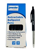 Premier Clic Retractable Ballpoint Pen Black 10 mm Pack 10