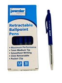Premier Clic Retractable Ballpoint Pen Blue  10 mm Medium Tip  Pack of 10 Pens